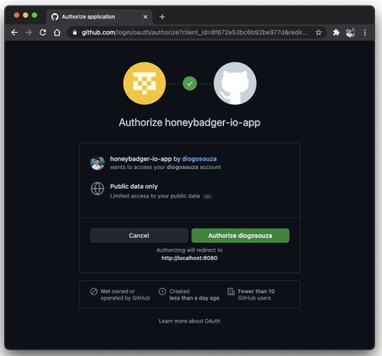 GitHub authorization page