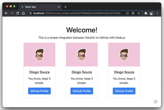 Welcome page with GitHub